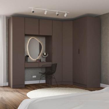 Imagem de Guarda-roupa Modulado de Canto Obliquo 6 Peças com 7 Portas Orion Cabecasa Madeiraoriginals Mocha