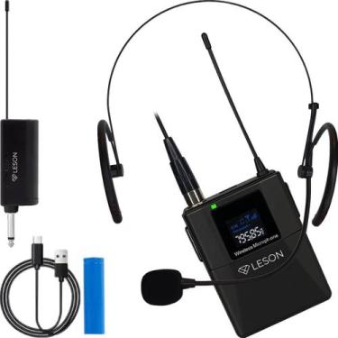 Imagem de Microfones Headset Sem Fio Leson LS309 P10 Para Live Aula Podcast Pret