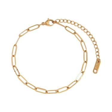 Imagem de Pulseira De Cadeia Figaro Banhada a Ouro 18K Para Mulheres Em Aço Inox