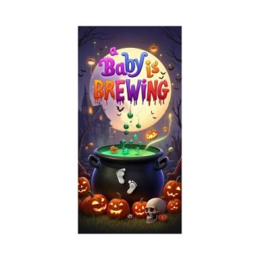 Imagem de Banner De Porta De Halloween 72x35 Polegadas Poliéster Fantasma Hospit