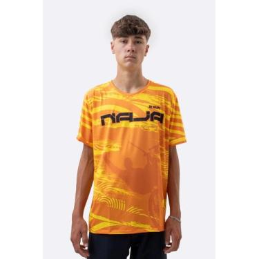 Imagem de Camiseta Masculina HUPI Bike Naja V10 Laranja e Amarelo, G, Laranja, A