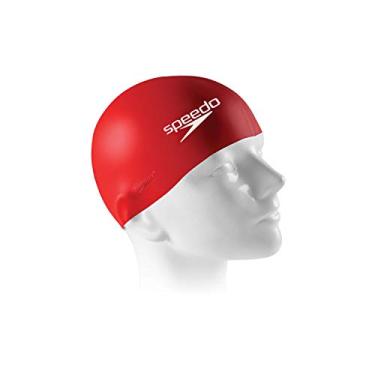 Imagem de Touca de Natação, Speedo, Flat Cap, Silicone Resistente com Encaixe Confortável,Tamanho Único - Vermelho
