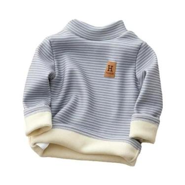 Imagem de Camiseta De Inverno Para Meninas Com Listras, Gola Alta, Camiseta Infa