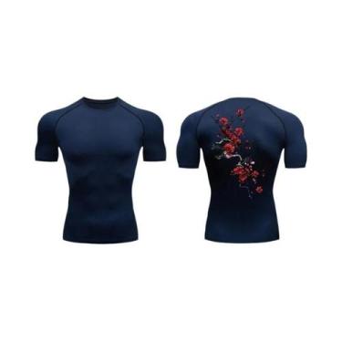 Imagem de Camisetas De Compressão Masculinas De Secagem Rápida Com Estampa Flora