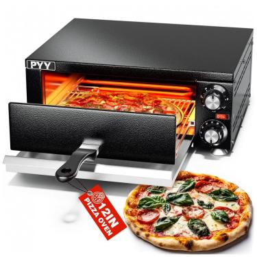 Imagem de Forno Elétrico Profissional para Pizza de com Temporizado, Aço Inoxidável, 110V 1100W, PYY, Preto