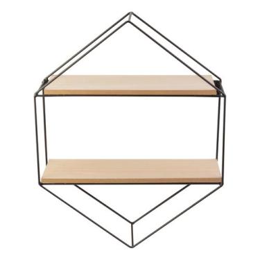 Imagem de Prateleira Dupla Le Hexagonal 35,5x10x45,5cm Metal/Mdf, UNICA