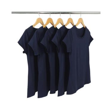 Imagem de Kit 5 Camisetas Femininas de Algodão Premium Baby Look Básica Lisa-Feminino