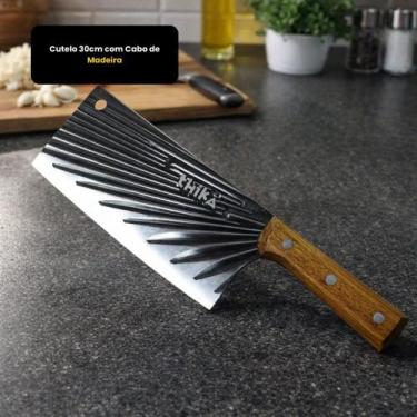 Imagem de Cutelo Inox 30 Cm Cabo De Madeira Faca Profissional Cozinha Açougue Ca