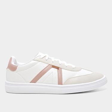 Imagem de Tênis Anacapri Pontilhado Lateral Feminino, Branco, Rosa, 36