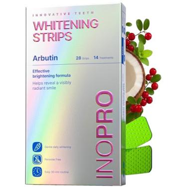 Imagem de InoPro Tiras De Clareamento Dental para Dentes Sensíveis 14 Tratamentos - Teeth Whitening Strips - Sem Peróxido, Seguro para o Esmalte - Remoção de Manchas Profundas, Verde - Clareador dental para café, vinho, tabaco (28 Peças)