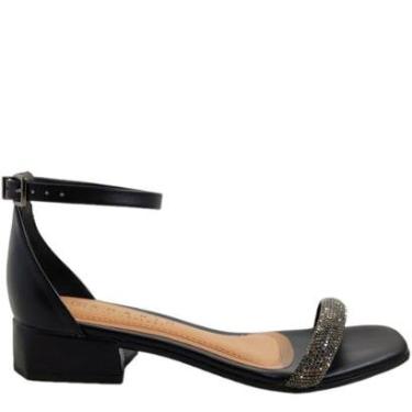 Imagem de Sandália Feminina Salto Baixo Bico Quadrado com Strass Ramarim 2348206-Feminino