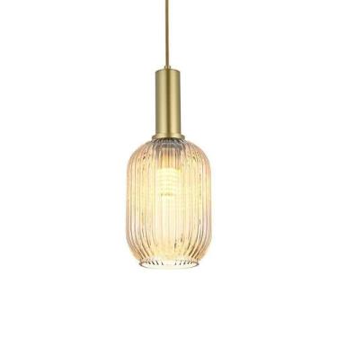 Imagem de Lustre Pendente Nordecor Canne Lon 2913 Ouro Champagne E27 Bivolt