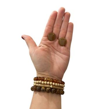 Imagem de Kit Brinco e Pulseira em Miçanga Moderno Feminino Iracema - MLBpel, Ma