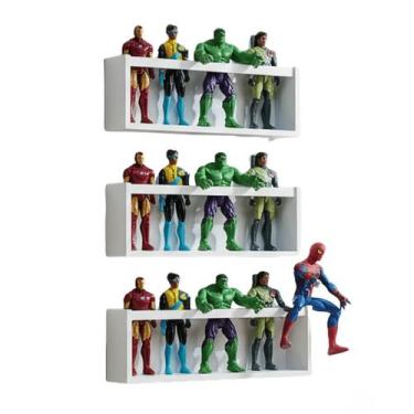 Imagem de Kit 3 Prateleira Para Bonecos Marvel Estante Barbie Nicho De Pelúcia B
