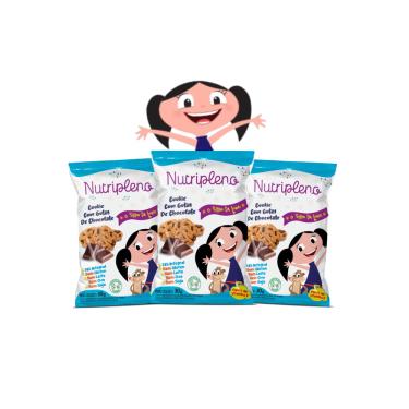 Imagem de Kit 10 Cookies com Gotas de Chocolate Show da Luna Sem Glúten, Sem Leite e Sem Ovos Nutripleno - 30g