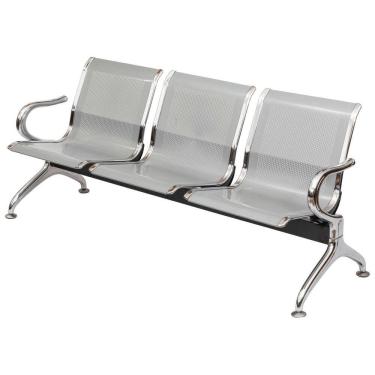 Imagem de Cadeira Longarina Montreal 3 Lugares sem Estofado Cinza