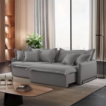 Imagem de Sofa Cama Retratil e Reclinavel Leona 230 cm Braco 15 cm Meu Sofa Online