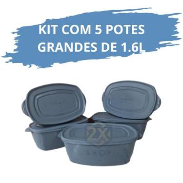 Imagem de Kit 5 Potes Grandes de 1600 ML Premium Free BPA Frezeer e Micro-Ondas 