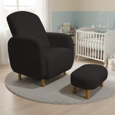 Imagem de Poltrona Amamentação Madeira e Puff Jhessy Suede D03 - D Rossi - DRoss