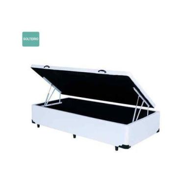 Imagem de Cama Box Baú Solteiro Sintético Branca 38x88x188 - RR Colchões