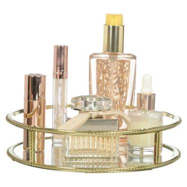 Imagem de Bandeja Espelhada Decoração Perfumes Velas Cosméticos Luxo Redonda Lav