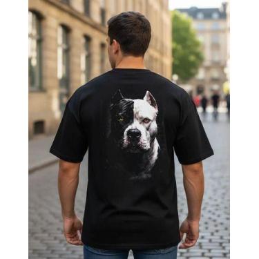 Imagem de Camiseta Oversized Larga Pitbull Costas Streetwear Masculina, Preto, P
