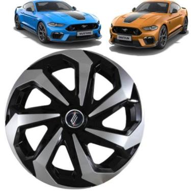 Imagem de 1 Calota Esportiva Modelo Spider Aro 15 Polegadas Preto com Cromado Pa