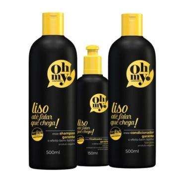 Imagem de Kit Liso Até Falar Que Chega! Shampoo Cond 500ml Finalizador - Oh My!