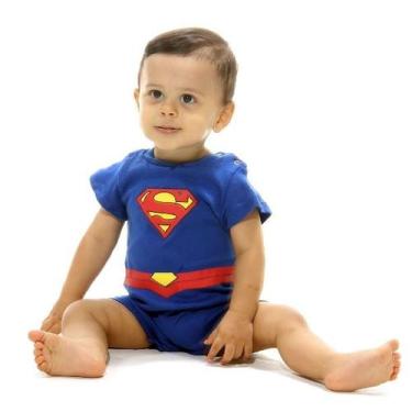 Imagem de Fantasia Body Macaquinho Super Homem Bebê com Capa - Liga da Justiça -