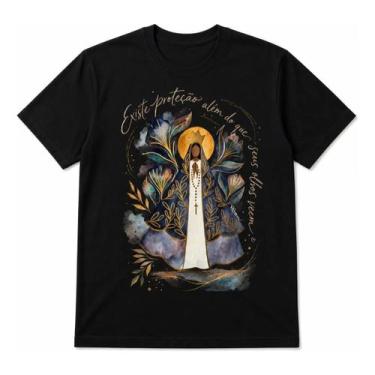 Imagem de Camiseta Religiosa Estampa Proteção Fé Algodão Premium Leve Igreja Cat