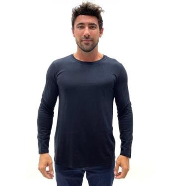 Imagem de Camiseta Hering Básica Manga Longa Masculina, P, Preto