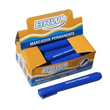 Imagem de Marcador Permanente BRW Ponta Chanfrada 12 Und Azul