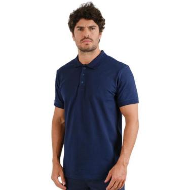 Imagem de Gola Polo Masc. S/ Bolso Algodão Com Elastano Sibra CP0002SB, Marinho,