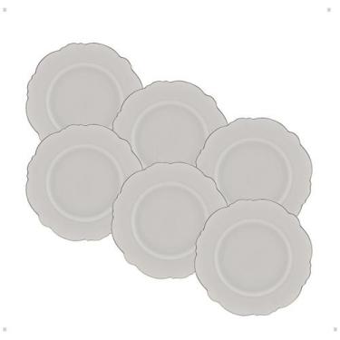 Imagem de Conjunto 6 pratos sobremesa maldivas Porcelana Wolff c/fio prata 21cm