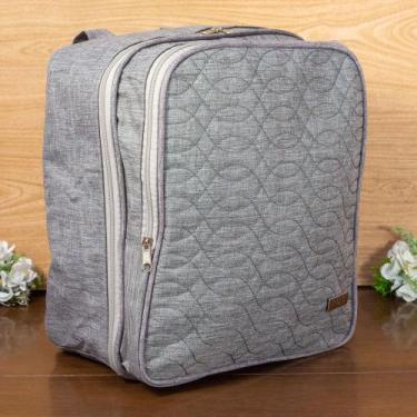 Imagem de Mochila mala maternidade detalhe costura cinza - Era Uma Vez