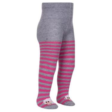 Imagem de Meia-Calça Infantil Ovelhinha Lupo Baby 13502-026 Algodão, Cinza, Rosa