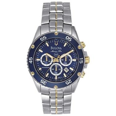 Imagem de Relógio masculino Bulova Marine Star 98H37, azul/dourado/prateado