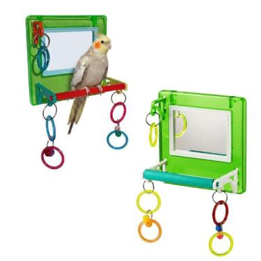 Imagem de 2 Brinquedo Multiplay Diversão c/ Poleiro e Espelho Bird Toy Playgroun