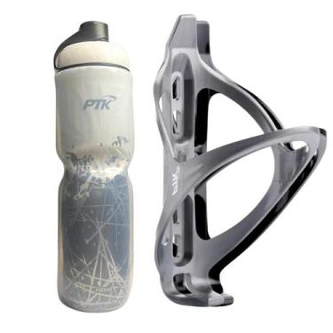 Imagem de Kit Caramanhola Térmica 700ml PTK + Suporte Nylon para Bike MTB Speed 