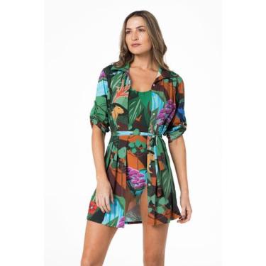 Imagem de Saída de Praia Chemise com Proteção UV e Cinto Lua Morena 30550, Terra