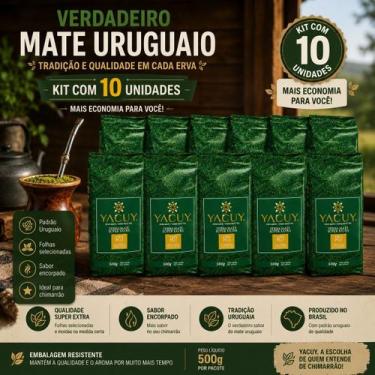 Imagem de Kit 10 Erva Mate Padrão Uruguaio Yacuy 500g