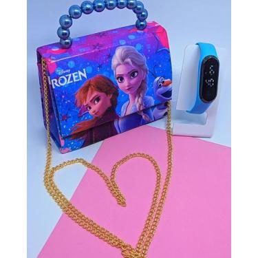 Imagem de Kit Relógio Digital Led Bracelete Silicone Prova água + Bolsa infantil
