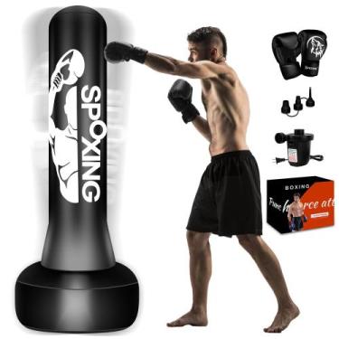 Imagem de Saco de Pancadas Pesado SPOXING 178 cm com Suporte, Luvas e Bomba