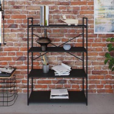 Imagem de Estante com 4 Prateleiras 118x80x33cm Yon Preto - Metalig