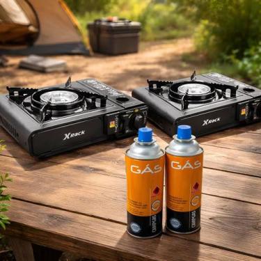Imagem de 2 Fogões Fogareiros Camping Pesca Portátil + 2 Refis Ntk