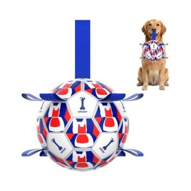 Imagem de Bola De Futebol Para Cães De 6 Polegadas Resistente a Mordidas Com Alç