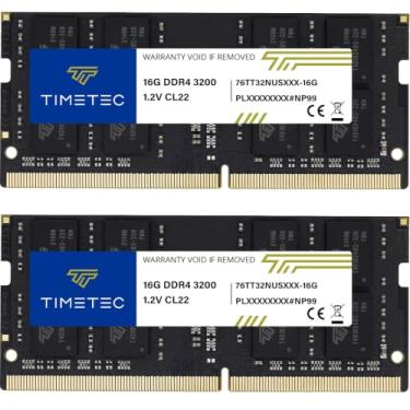 Imagem de Timetec Kit de 32 GB (2 x 16 GB) DDR4 3200MHz (PC4-3200AA) PC4-25600 SODIMM RAM para laptop – Módulo de memória sem buffer não ECC CL22 de 260 pinos 1,2 V CL22 para laptop, notebook, mini PC, tudo em