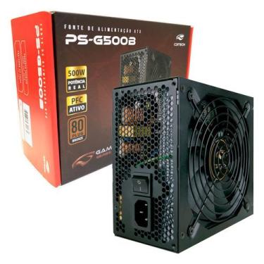 Imagem de Fonte Gamer C3Tech PS-G500B, 500W Real, 80 Plus Bronze, PFC Ativo, Biv