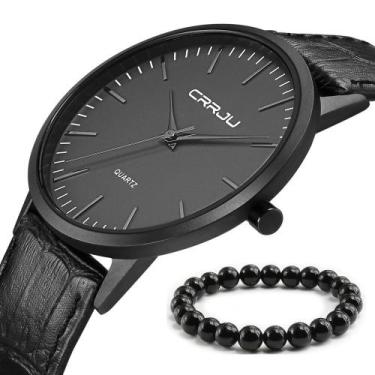 Imagem de Relógio Masculino Casual Ultra Fino De Luxo Preto + Pulseira - CRRJU