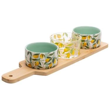 Imagem de Kit 3 Petisqueiras Servir Siciliano Molheira Bandeja Bambu - Lyor